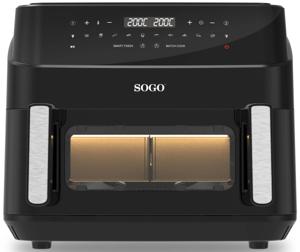 SOGO Human Technology FRE-SS-10895 XXL Airfryer 2600 W Timerfunctie, Oververhittingsbeveiliging, Met display Zwart