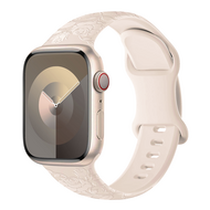 Siliconen bandje Rozen Print - Starlight / sterrenlicht - Geschikt voor Apple Watch 38mm / 40mm / 41mm