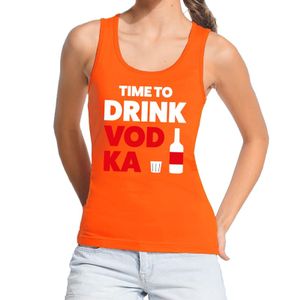 Time to Drink Vodka tekst tanktop / mouwloos shirt oranje dames