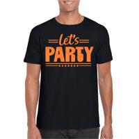 Verkleed T-shirt voor heren - lets party - zwart - glitter oranje - carnaval/themafeest - thumbnail