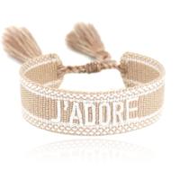 Deja J'adore Macramé Armband - Beige/Wit