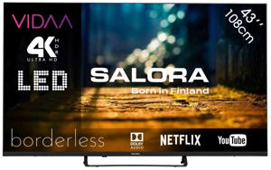 Salora 43XUV3300 tv 109,2 cm (43") 4K Ultra HD Smart TV Wifi Zwart 230 cd/m²