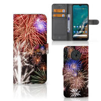 Nokia G50 Wallet Case met Pasjes Vuurwerk - thumbnail