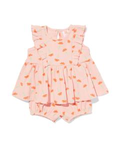 HEMA Newborn Kledingset Rib Bloemen Lichtroze (lichtroze)
