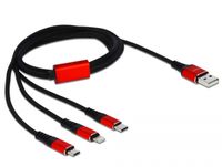DeLOCK 85892 USB-kabel 1 m USB 2.0 USB A USB C/Micro-USB B/Lightning Zwart, Rood