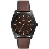 Fossil FS5901 Horloge Machine staal-leder zwart-bruin 42 mm