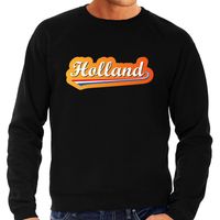 Grote maten zwarte sweater / trui Holland/Nederland supporter met Nederlandse wimpel EK/WK heren - thumbnail
