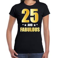 25 and fabulous verjaardag cadeau shirt / kleding 25 jaar zwart met goud voor dames 2XL  - - thumbnail