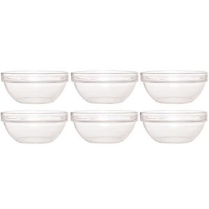 6x Salade schaaltjes/slakommetjes van glas 12 cm
