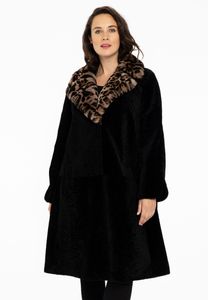 Coat leopard collar ASTRAKHAN 52 black