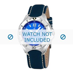 Calypso horlogeband K5154-4 Leder Blauw 21mm + wit stiksel