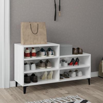 Schoenenkast 102x36x60 cm bewerkt hout hoogglans wit