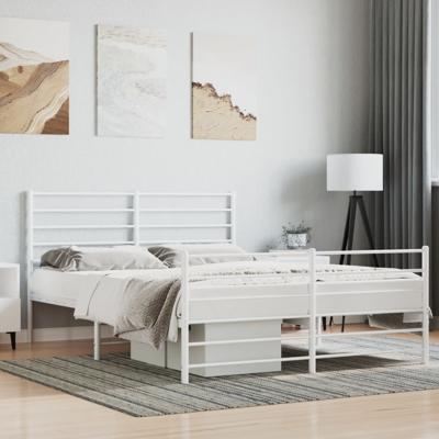 Bedframe met hoofd- en voeteneinde metaal wit 160x200 cm