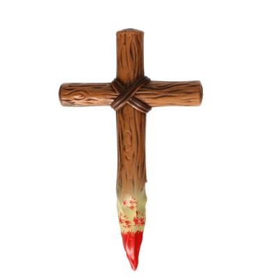 Halloween/horror Vampier doden kruis met bloed - verkleed accessoires - Door het hart - plastic