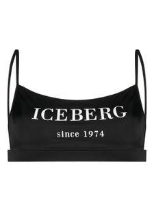 Iceberg haut de bikini Heritage à logo imprimé - Noir