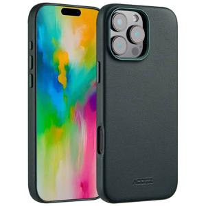 Accezz MagSafe Leather Backcover voor iPhone 16 Pro Max Telefoonhoesje Groen
