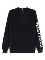 Tommy Hilfiger Junior pull en coton à logo intarsia - Bleu