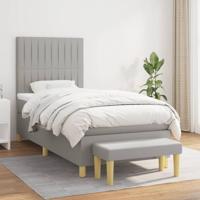 Boxspring met matras stof lichtgrijs 90x190 cm