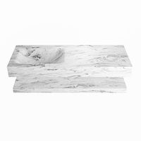 MONDIAZ ALAN-DLUX 120cm planchet Glace. Vrijhangende wastafel CLOUD links 1 kraangat, kleur Glace.