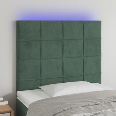 Hoofdbord LED 90x5x118/128 cm fluweel donkergroen