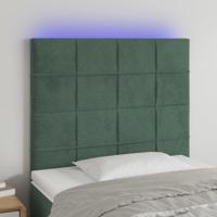 Hoofdbord LED 90x5x118/128 cm fluweel donkergroen