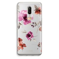 Geschilderde bloemen: OnePlus 6 Transparant Hoesje