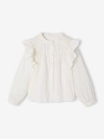 Blouse met ruches voor meisjes ecru