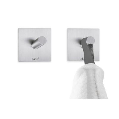 Zack Peco handdoekhaak 4.2x4.2cm vierkant zelfklevend Mat Geborsteld RVS set van 2 40305