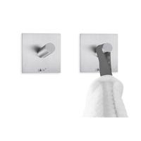 Zack Peco handdoekhaak 4.2x4.2cm vierkant zelfklevend Mat Geborsteld RVS set van 2 40305