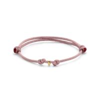 Zachtroze Satijnen Armband met 14k Gouden Ring - Verstelbaar 13-26 cm