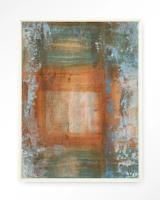 Urban Cotton Wandkleed 'Blue Ocker Abstract 1' 80 x 110cm in Floating Frame - off white