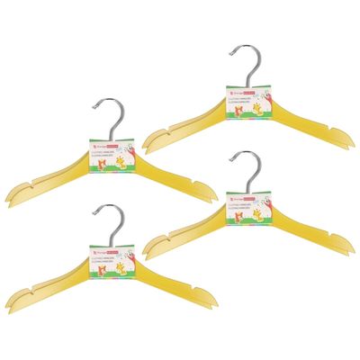 Gele stevige houten kledinghangers voor kinderen 20x stuks