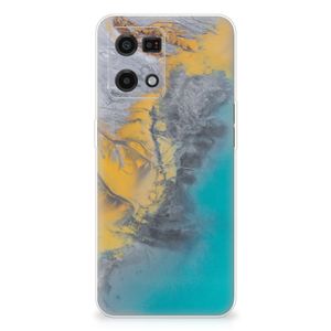 OPPO Reno7 4G TPU Siliconen Hoesje Marble Blue Gold