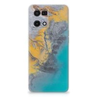 OPPO Reno7 4G TPU Siliconen Hoesje Marble Blue Gold - thumbnail