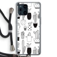 Cactusmotief: Oppo Find X3 Pro Transparant Hoesje met koord