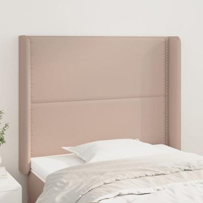 Hoofdbord met randen 93x16x118/128 cm kunstleer cappuccinokleur