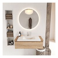 Mondiaz Bukla 100cm badmeubel onderkast kleur washed oak met 1 lade wastafel midden 1 kraangat kleur talc