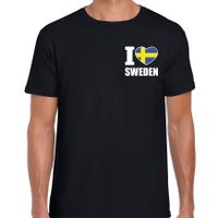 I love Sweden t-shirt Zweden zwart op borst voor heren