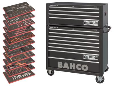 Bahco Gereedschapswagen 40" C75 met 8 lades | topkast met 4 lades | zwart | voor algemeen gebruik | inclusief 11 gevulde lades - 758-delig - MONSTER