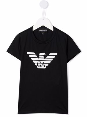 Emporio Armani Kids t-shirt à logo imprimé - Bleu
