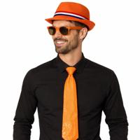 Verkleed oranje Trilby hoed - volwassenen - Koningsdag/nederland - met oranje zonnebril - supporters