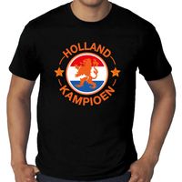 Grote maten zwart t-shirt Holland / Nederland supporter Holland kampioen met leeuw EK/ WK voor heren - thumbnail