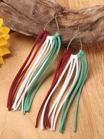 Vintage Eenvoudig Leer Kwast oorbellen - thumbnail