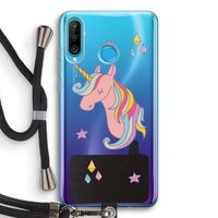 Roze eenhoorn: Huawei P30 Lite Transparant Hoesje met koord
