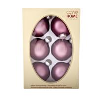 Cosy & trendy Kerstballen - 6x stuks - roze - glas - dia 7 cm - kerstversiering