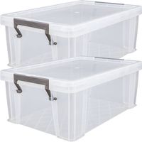 Allstore Opbergbox - 2x stuks - 10 liter - Transparant - 40 x 26 x 15 cm - Opbergbox - thumbnail
