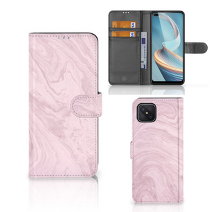 OPPO Reno4 Z Bookcase Marble Pink - Origineel Cadeau Vriendin