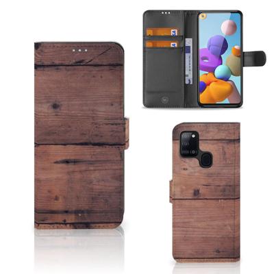 Samsung Galaxy A21s | Book Style Case | Old Wood