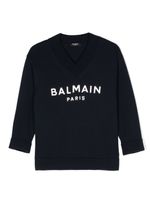 Balmain Kids pull à logo en intarsia - Bleu - thumbnail