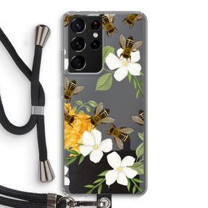 No flowers without bees: Samsung Galaxy S21 Ultra Transparant Hoesje met koord